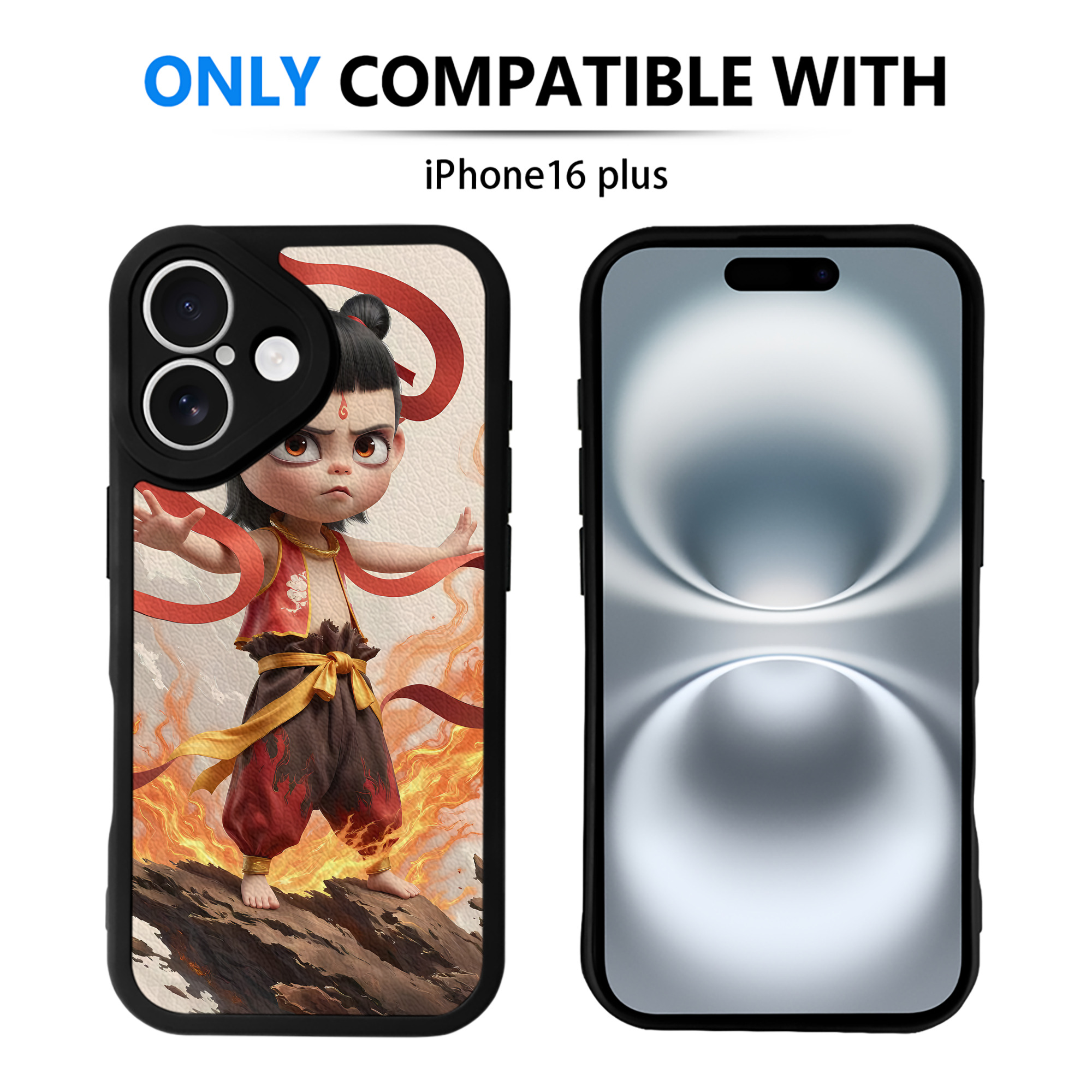 （画像用） Ne Zha 2 ナタ 魔童の大暴れ 【iPhone 16シリーズ対応】シリコンスマホケース（レザー調） 材質：シリコン